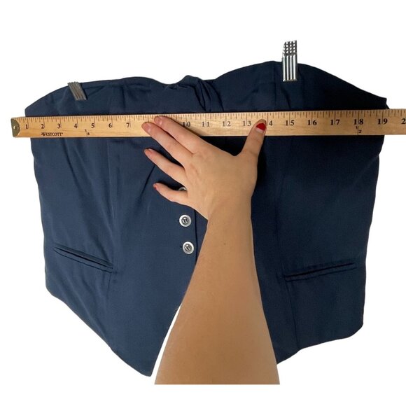 NWT Anthropologie XL Maeve Strapless Tube Top Tie Front Cropped Vest Denim Blue - Picture 9 of 10